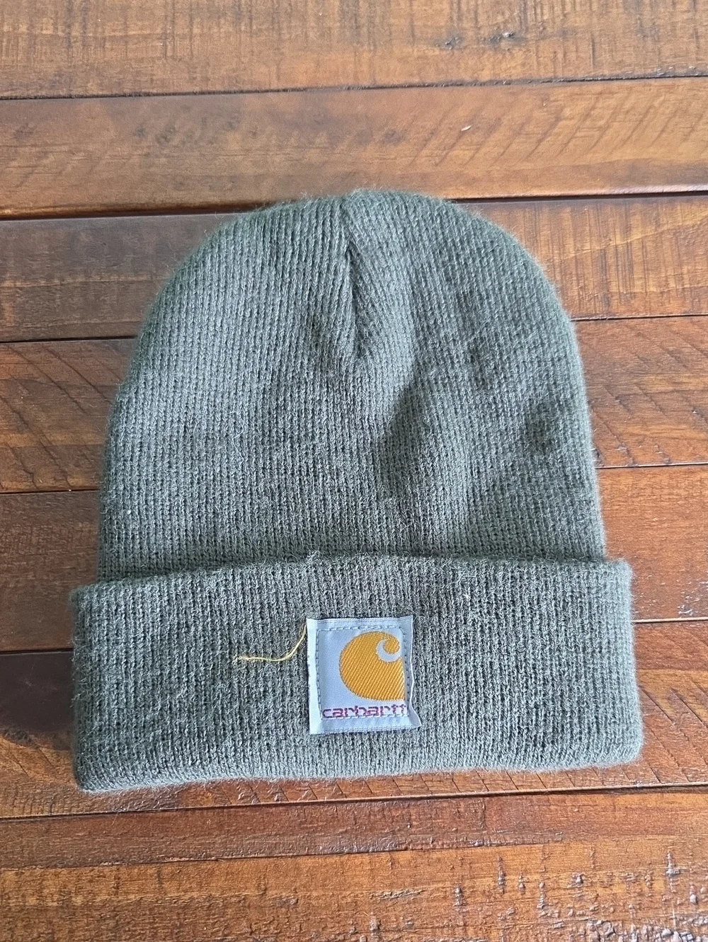 Carhartt Olive Knit Cuffed Beanie with Logo Patch Youth
